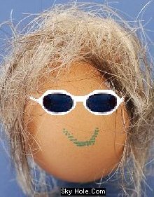 Happy Hairy Egg Head was created about 2005 and was for the introduction of a series know as Space Girl joining up with Buzzzi Penguin and gang 

which was originally created in the early 1980s and later in the 1990s for the authors Air Conditioning Business and later to Advocate for Cannabis Law Reform via there Penguin Shuffle gif which others had copied and called happy feet and now flogged by disney and woolworths.

crackingfunnies.com